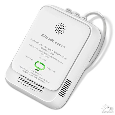 Qoltec Certyfikowany Czujnik wycieku gazu ziemnego | detektor CH4 | NG | Tuya | Wi-Fi | alarm 85dB | LED
