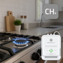 Qoltec Certyfikowany Czujnik wycieku gazu ziemnego | detektor CH4 | NG | alarm 85dB | LED