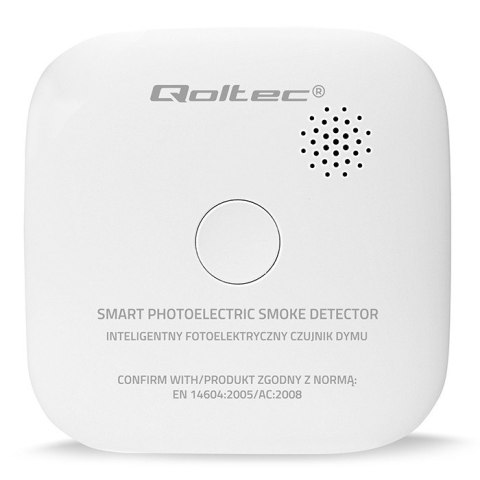 Qoltec Certyfikowany bezprzewodowy Czujnik dymu z baterią | żywotność sensora 10 lat | żywotność baterii 10 lat | alarm 85dB | L