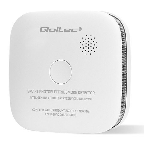 Qoltec Certyfikowany bezprzewodowy Czujnik dymu z baterią | żywotność sensora 10 lat | żywotność baterii 10 lat | alarm 85dB | L