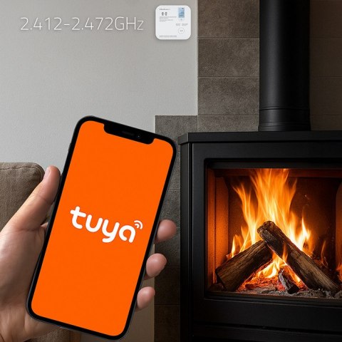 Qoltec Certyfikowany bezprzewodowy Czujnik tlenku węgla (czadu) z baterią | detektor CO | TUYA | Wi-fi | żywotność sensora 10 la