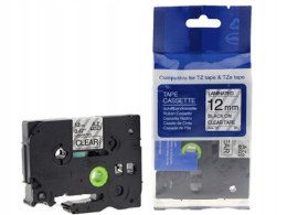Taśma do Brother TZE-131 12mm / 8m Czarny nadruk na przezroczystym tle