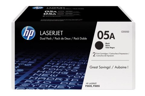 Oryginalny Toner Czarny HP LaserJet P2035, P2055 (05A CE505D) (DWUPAK) Oryginalny Toner Czarny HP LaserJet P2035, P2055 (05A CE505D) (DWUPAK)
