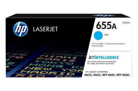 Oryginalny Toner Cyan HP Color LaserJet Enterprise M652, M653, M681 MFP, M682 MFP (655A CF451A) Oryginalny Toner Cyan HP Color LaserJet Enterprise M652, M653, M681 MFP, M682 MFP (655A CF451A)