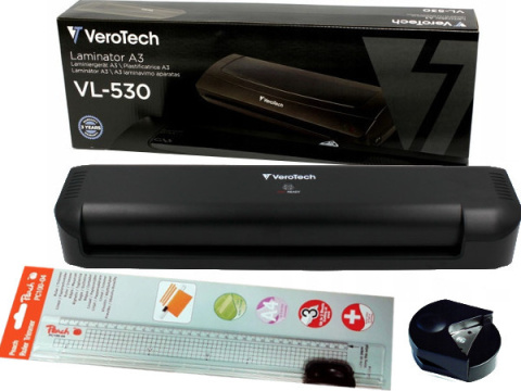 Szybki Laminator A3 Verotech VL-530 + Trymer + Zaokraglacz narożników + Folie A3 / A4 gratis Szybki Laminator A3 Verotech VL-530 + Trymer + Zaokraglacz narożników + Folie A3 / A4 gratis