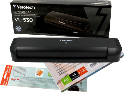 Szybki Laminator A3 VeroTech + MegaPaka 140 szt Folii A3 / A4 + Trymer (VL-530+100xA4+PC100-04) Szybki Laminator A3 VeroTech + MegaPaka 140 szt Folii A3 / A4 + Trymer (VL-530+100xA4+PC100-04)