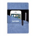 Kalendarz książkowy Biznesowy 2026 A5 Dzienny Saturn Quantum Niebieski