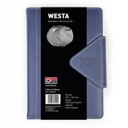 Piękny Kalendarz książkowy dla biznesmenów 2026 A5 Opus Westa Niebieski
