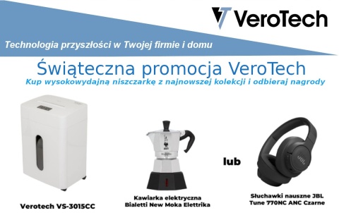 Ultra cicha - 40db niszczarka dokumentów Verotech VS-3015CC. Dla jednostek budżetowych - przelew!! Wypasione prezenty!!!