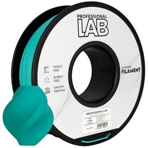 Profesjonalny Filament PLA Cyan 1kg netto 1,75mm Professjonal LAB