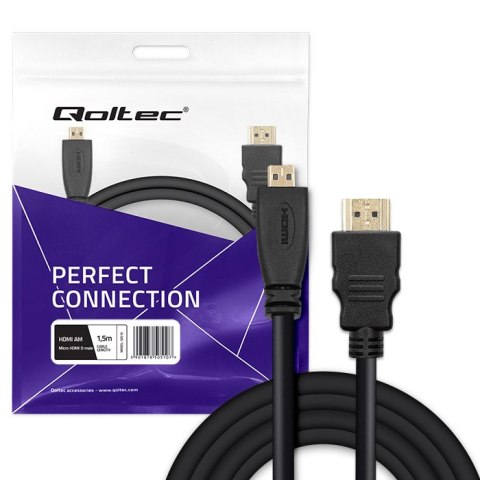 Qoltec Kabel HDMI | Micro HDMI | High speed | 4K | 30Hz | GOLD | 1.5m