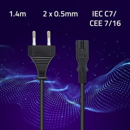 Qoltec Kabel zasilający IEC C7 / CEE 7/16 | ósemka | 2x0.5mm² | 1.4m
