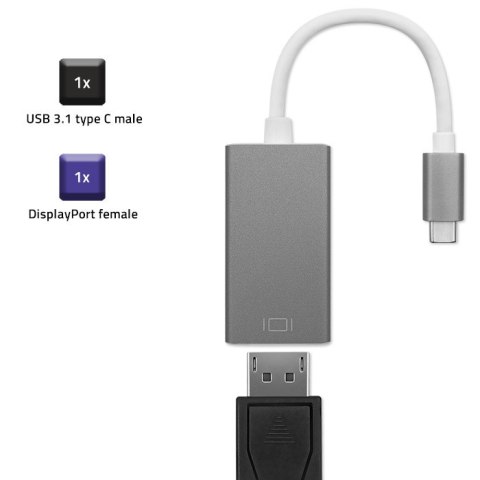 Qoltec Adapter przejściówka USB-C 3.1 | DisplayPort | 4K | MHL | Aluminiowy