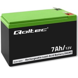Qoltec Akumulator AGM | 12V | 7Ah | Bezobsługowy | Wydajny | LongLife | do UPS, security