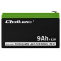 Qoltec Akumulator AGM | 12V | 9Ah | Bezobsługowy | Wydajny | LongLife | do UPS, security