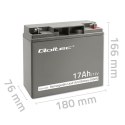 Qoltec Akumulator AGM | 12V | 17Ah | Bezobsługowy | Wydajny | LongLife | do UPS, skutera