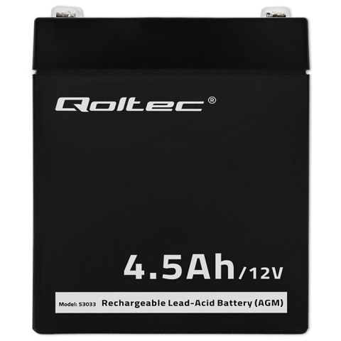 Qoltec Akumulator AGM | 12V | 4.5Ah | Bezobsługowy | Wydajny | LongLife | do UPS, wagi, kasy