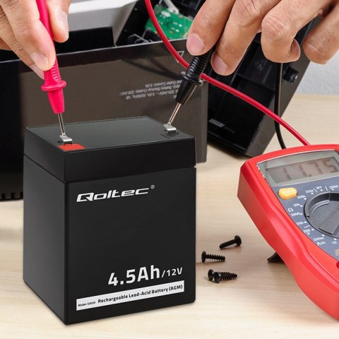 Qoltec Akumulator AGM | 12V | 4.5Ah | Bezobsługowy | Wydajny | LongLife | do UPS, wagi, kasy