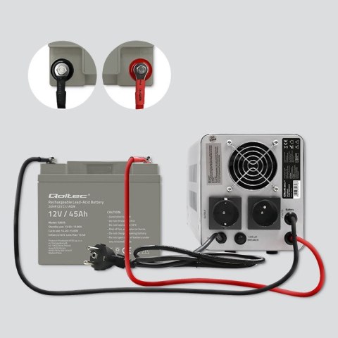 Qoltec Akumulator AGM | 12V | 45Ah | Bezobsługowy | Mocny | LongLife | do UPS, kampera, łodzi, pieca