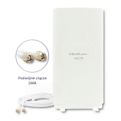 Qoltec Antena 4G LTE DUAL z podwójnym złączem SMA| 30dBi | Wewnętrzna