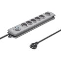 Qoltec Listwa zasilająca antyprzepięciowa | 6 gniazd | 1.8m | Szara
