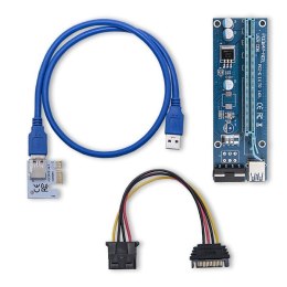 Qoltec Riser PCI-E 1x - 16x | USB 3.0 | ver. 006C | SATA/ IDE MOLEX 4pin