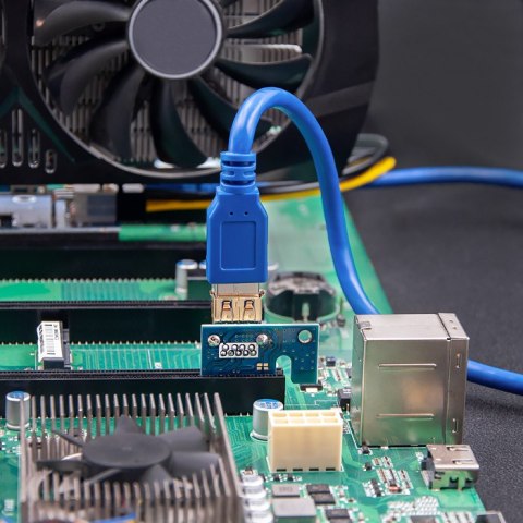 Qoltec Riser PCI-E 1x - 16x | USB 3.0 | ver. 007C | SATA / PCI-E 6pin