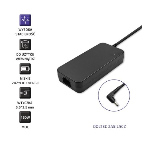 Qoltec Zasilacz do laptopa Asus 180W | 19V | 9.5A | 5.5*2.5 | +kabel zasilający