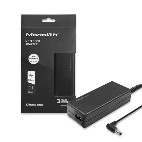 Qoltec Zasilacz sieciowy do monitora LG 40W | 19V | 2.1A | 6.5*4.4 | +kabel zasilający