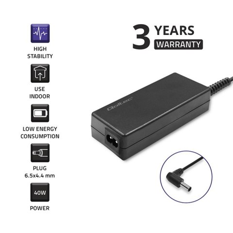 Qoltec Zasilacz sieciowy do monitora LG 40W | 19V | 2.1A | 6.5*4.4 | +kabel zasilający