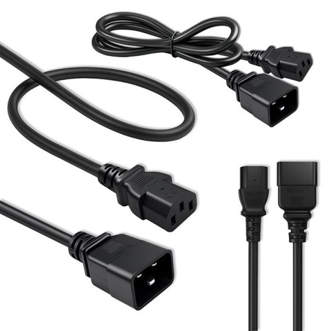 Qoltec Kabel przedłużający zasilający IEC C20/C13 | 3x1.5mm² | 1.2m