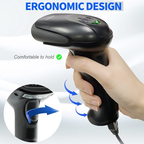 Qoltec Skaner czytnik kodów kreskowych 1D | matryca CCD | USB | Czarny