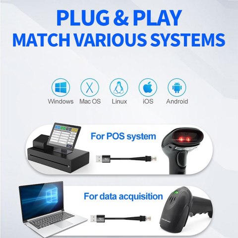 Qoltec Skaner czytnik kodów kreskowych 1D | matryca CCD | USB | Czarny