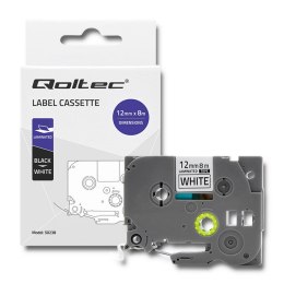 Qoltec Taśma do BROTHER TZe-231 | 12mm x 8m | Biała/ Czarny nadruk