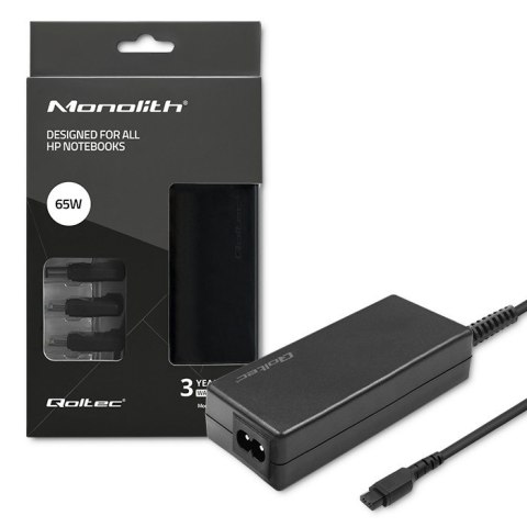 Qoltec Zasilacz specjalizowany do HP 65W | SmartPlug | 3 wtyczki | +kabel zasilający