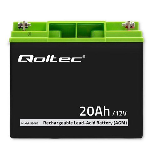 Qoltec Akumulator AGM | 12V | 20Ah | Bezobsługowy | Wydajny | LongLife | do UPS, skutera