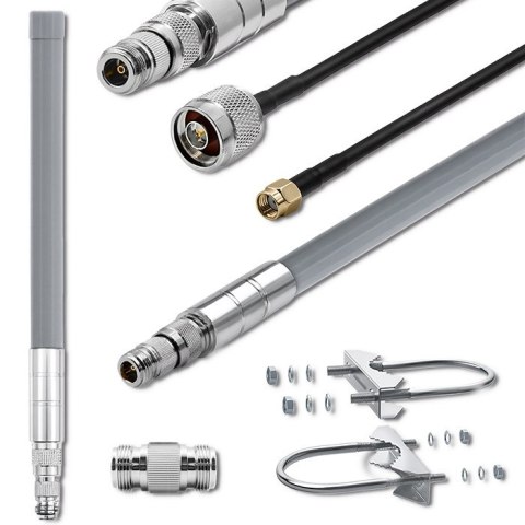 Qoltec Zestaw Antena LoRa | 5.8 dBi + kabel zasilający