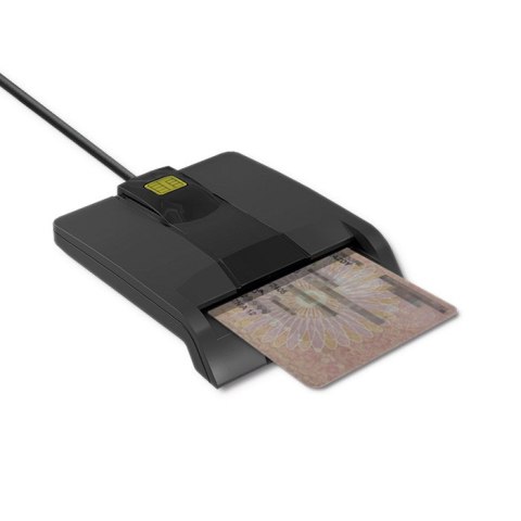 Qoltec Inteligentny czytnik chipowych kart ID SCR-0634 | USB 2.0 + Adapter USB-C