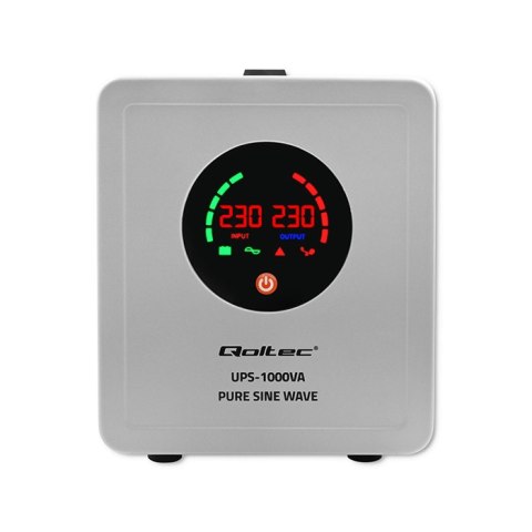 Qoltec Zasilacz awaryjny UPS 1000VA/700 | Przetwornica 12/230V z AVR | Sinus