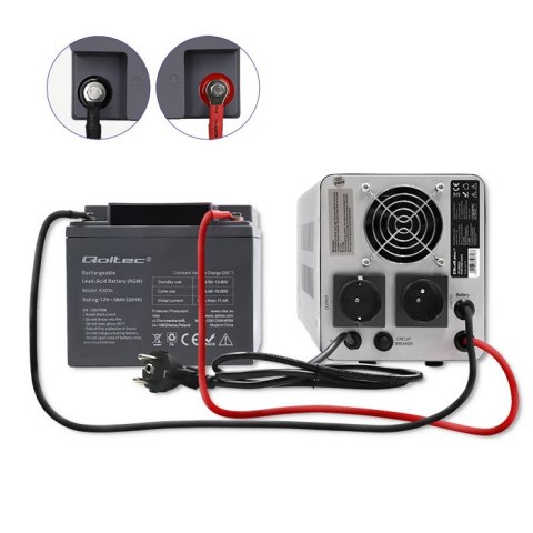 Qoltec Zasilacz awaryjny UPS 800VA/560 | Przetwornica 12/230V z AVR | SF | Sinus