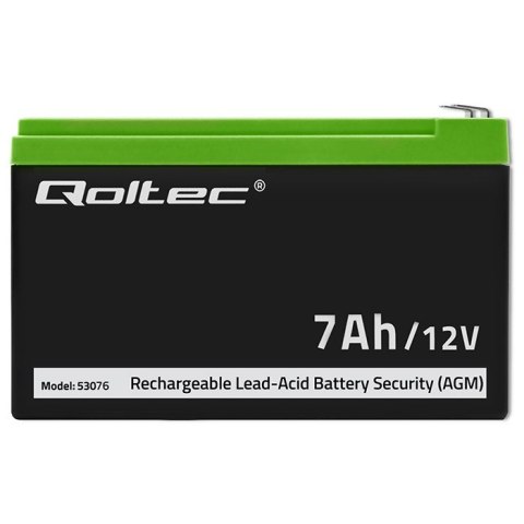 Qoltec Akumulator AGM | 12V | 7Ah | Bezobsługowy | Wydajny | LongLife | do UPS, security