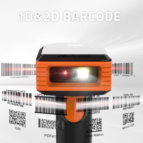 Qoltec Bezprzewodowy skaner czytnik kodów kreskowych i QR | 1D 2D | 2.4G | + stacja dokująca