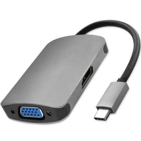 Qoltec Hub Adapter USB-C 3.1 2w1 | HDMI 4K | VGA