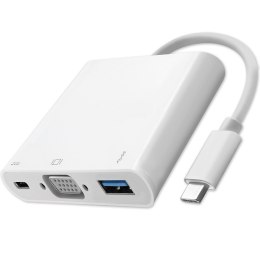 Qoltec Hub Adapter USB-C 3.1 3w1 | USB 3.0 | VGA | USB-C 3.1 PD 92W