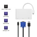 Qoltec Hub Adapter USB-C 3.1 3w1 | USB 3.0 | VGA | USB-C 3.1 PD 92W