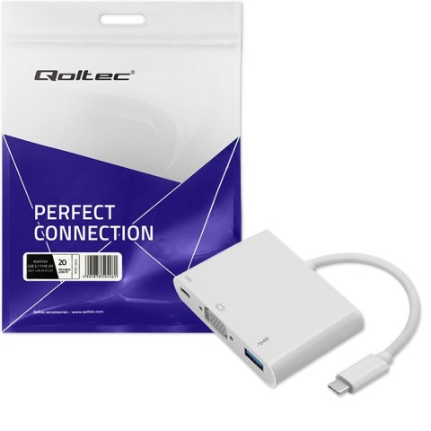 Qoltec Hub Adapter USB-C 3.1 3w1 | USB 3.0 | VGA | USB-C 3.1 PD 92W