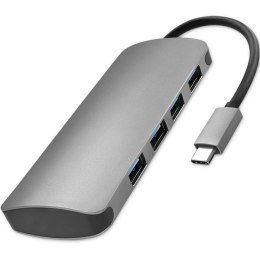 Qoltec Hub Adapter USB-C 3.1 5w1 | 4x USB 3.0 | DC