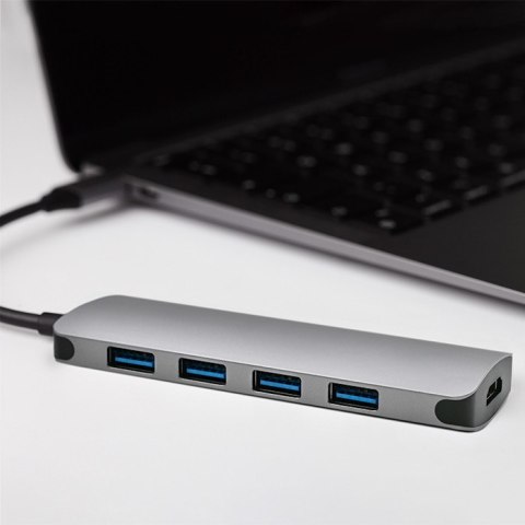 Qoltec Hub Adapter USB-C 3.1 5w1 | 4x USB 3.0 | DC