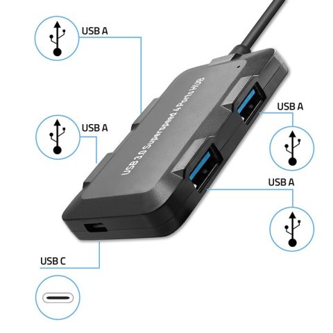 Qoltec Hub Adapter USB-C 3.1 5w1 | 4x USB 3.0 | micro USB