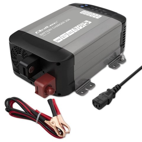 Qoltec Inteligentna ładowarka Monolith do akumulatorów LiFePO4 AGM GEL SLA | 20A | 12V